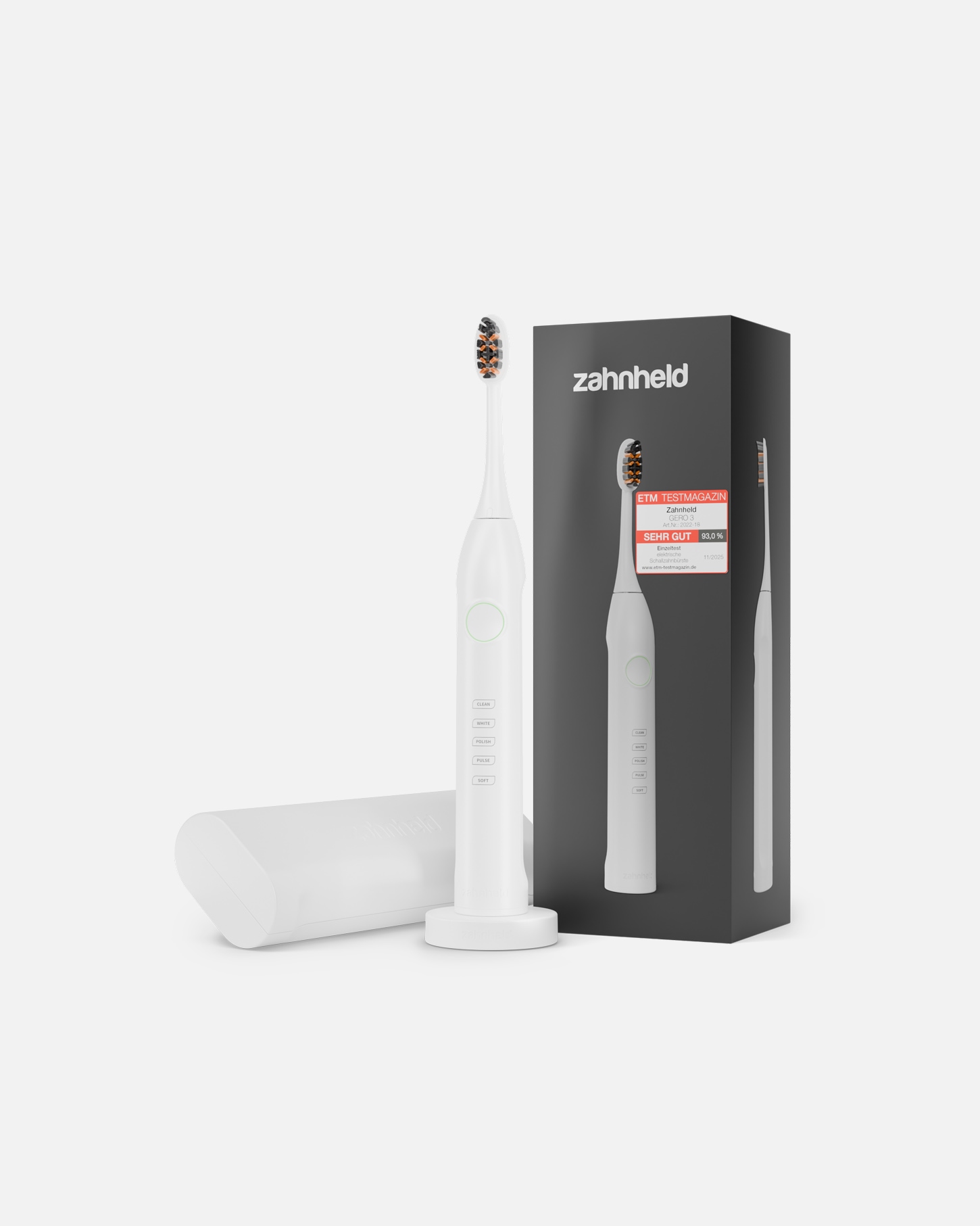 Elektrische Zahnbürste für Unisex zahnheld Default Brand Line elektrische Schallzahnbürste Gero G3 mit Etui, 5 Putzmodi, lange Akkulaufzeit Weiß