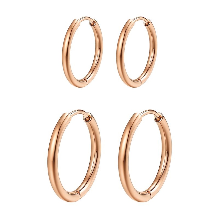 Hey Happiness Creolen Set – Edelstahl Ohrringe wasserfest Rosegold Nude Damen
