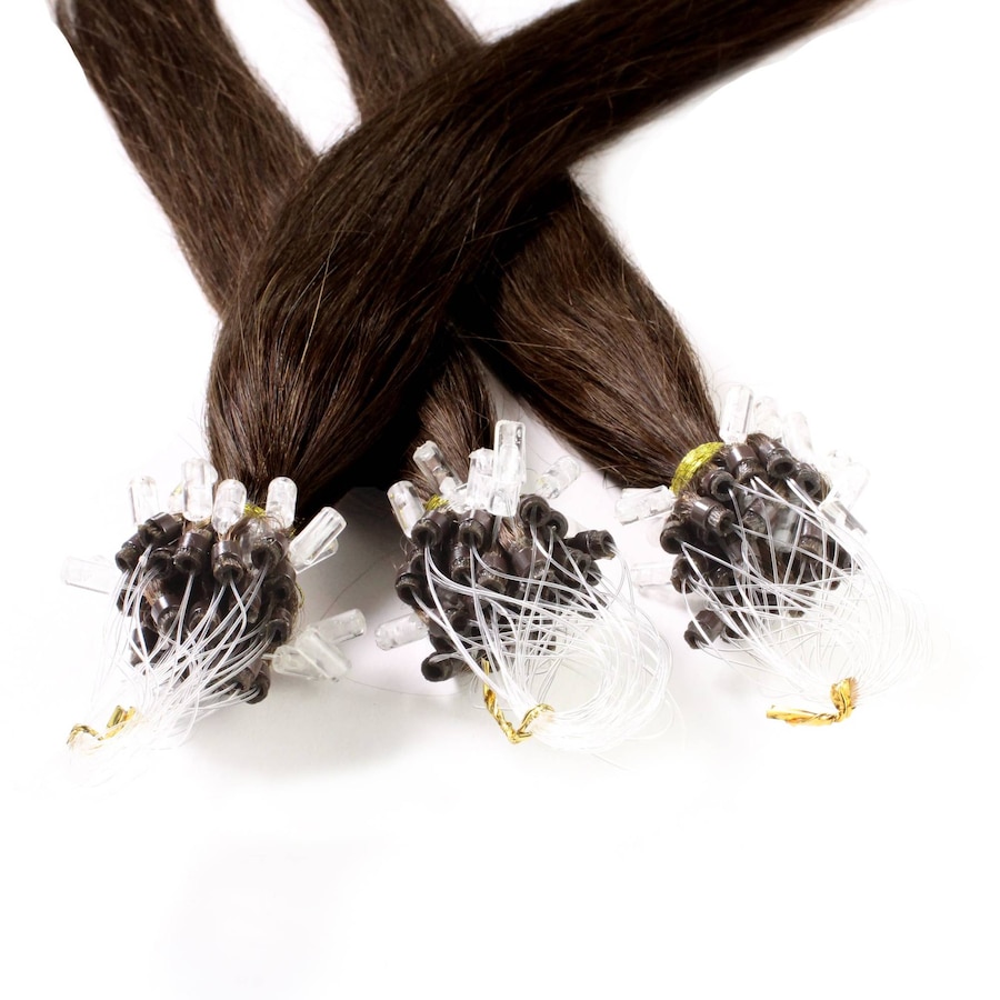 hair2heart Microring Extensions Echthaar #6/3 Dunkelblond Gold 1g 50cm Schwarz Damen