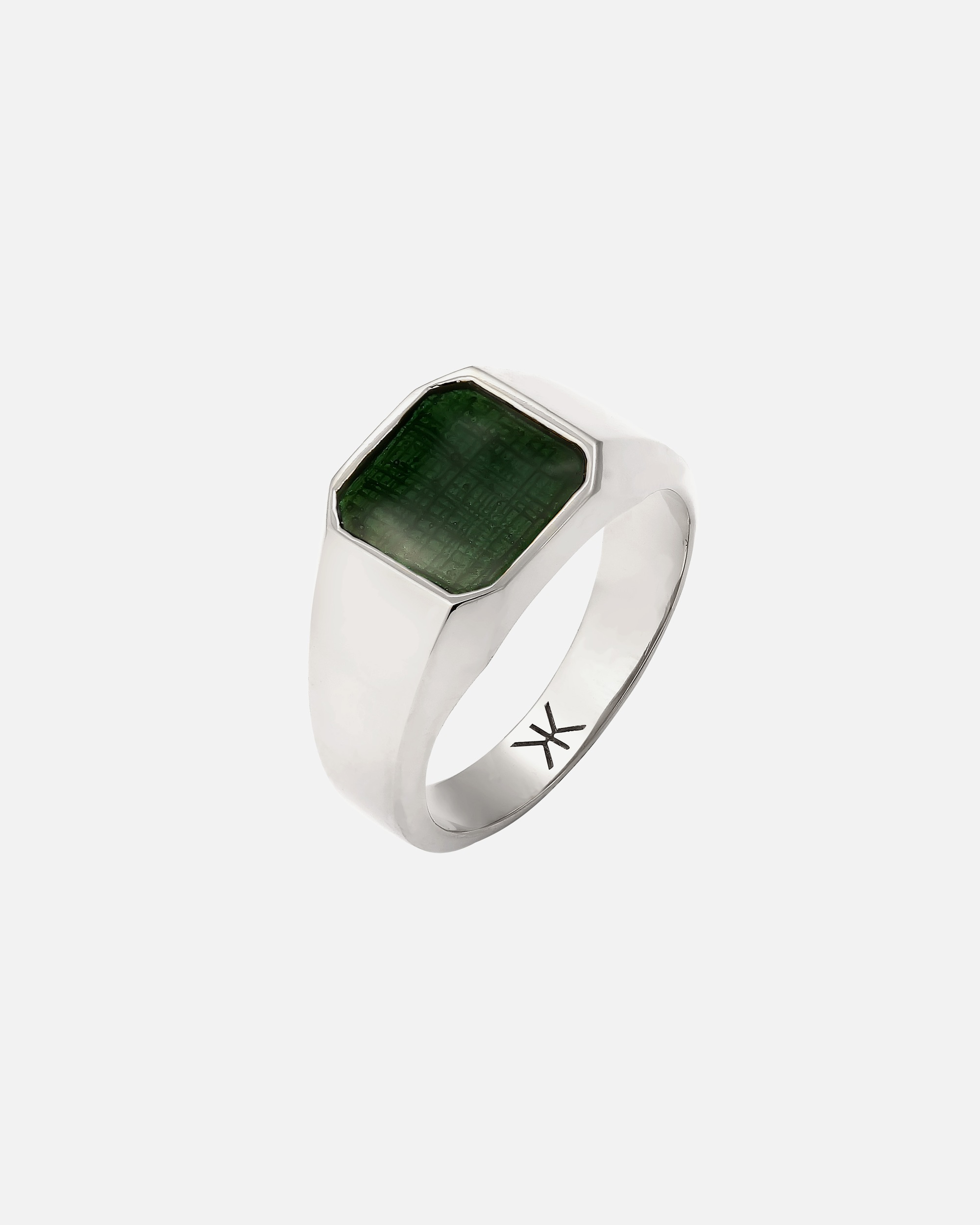 Ring für Männlich KUZZOI Siegelring Emaille Grün 925 Sterling Silber 56