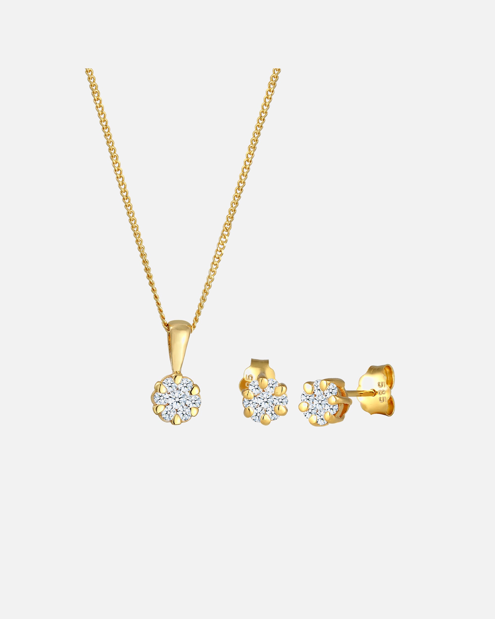 Schmuckset für Weiblich Elli DIAMONDS Blume Klassisch Diamanten (0.36 ct.) 585 Gelbgold golfarben