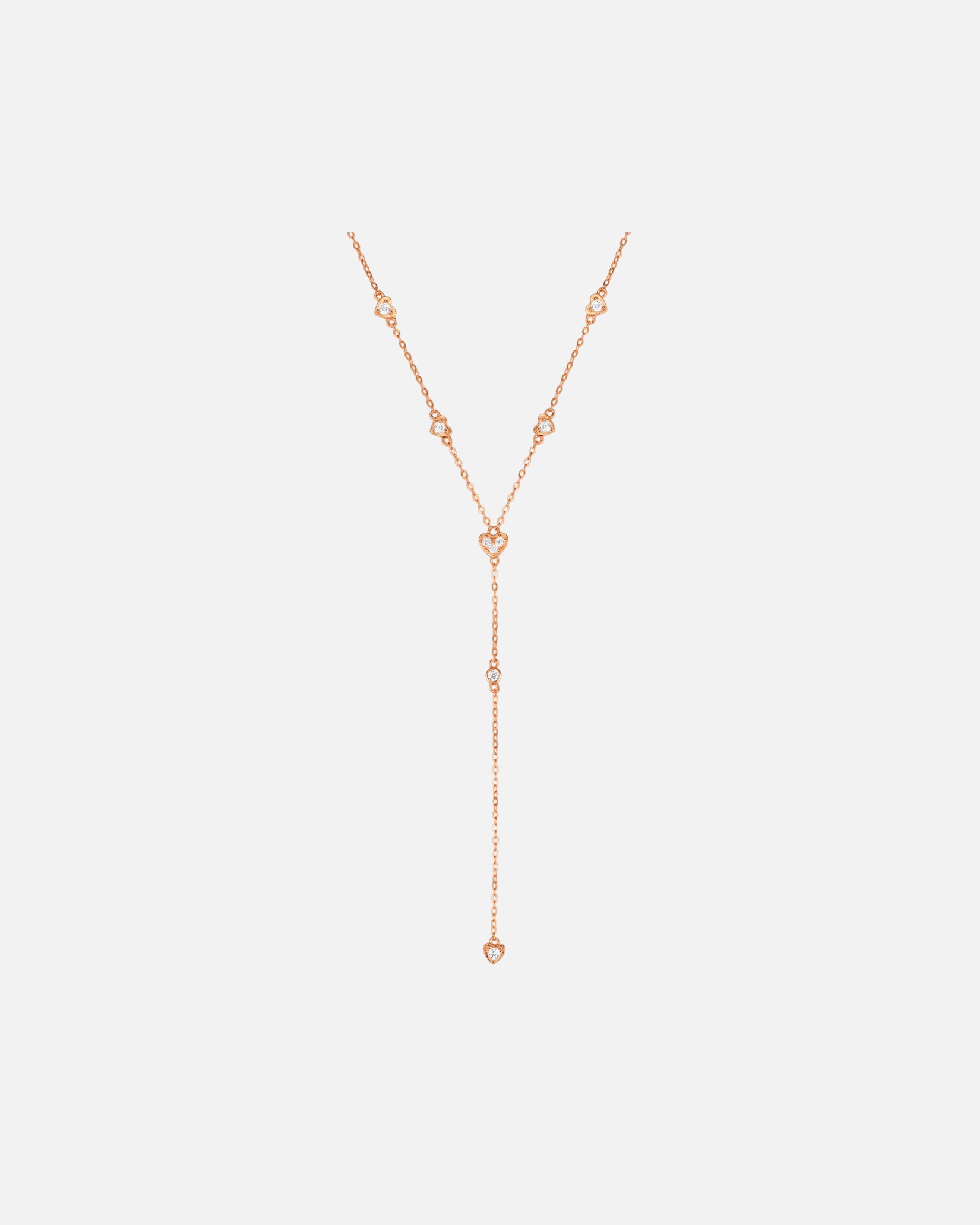 Halskette für Weiblich Hey Happiness Default Brand Line Romantische Y-Kette mit Herzen | Silber 925 | Ideales Geschenk zum Valentinstag Rosegold