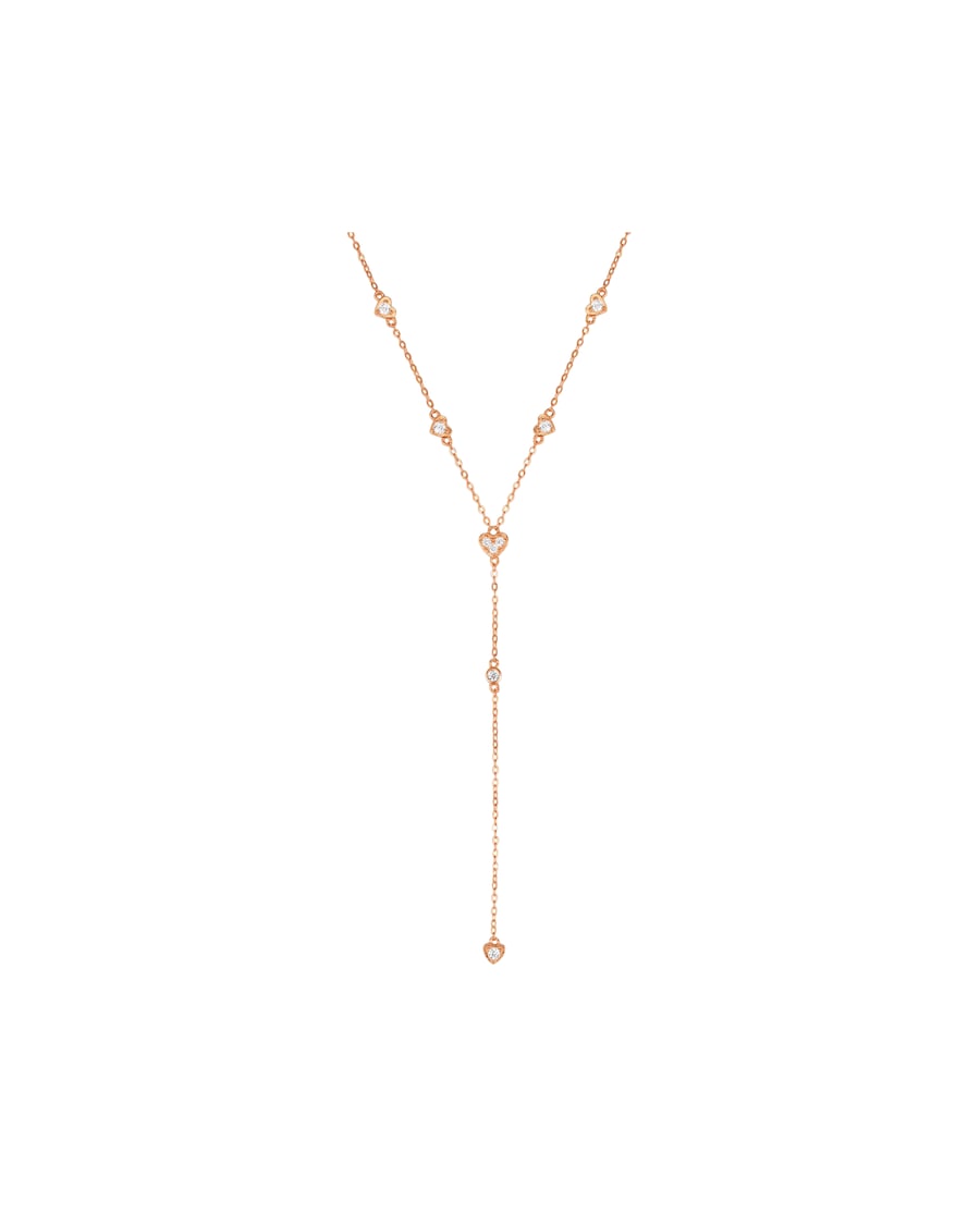 Hey Happiness Romantische Y-Kette mit Herzen | Silber 925 Ideales Geschenk zum Valentinstag Rosegold Nude Damen