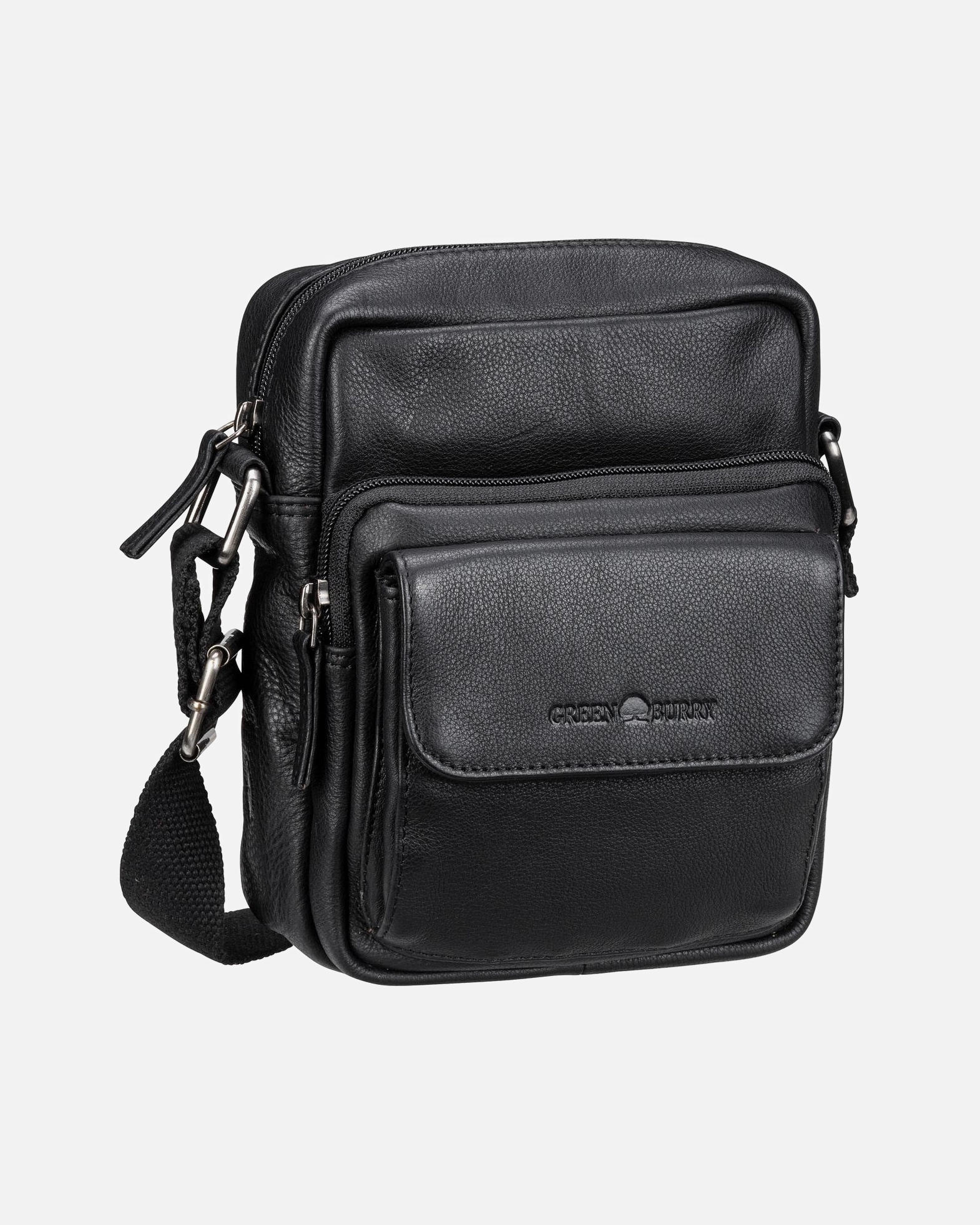 Umhängetasche für Unisex Greenburry Umhängetasche Vintage 1542 Travel Crossbody Bag Schwarz