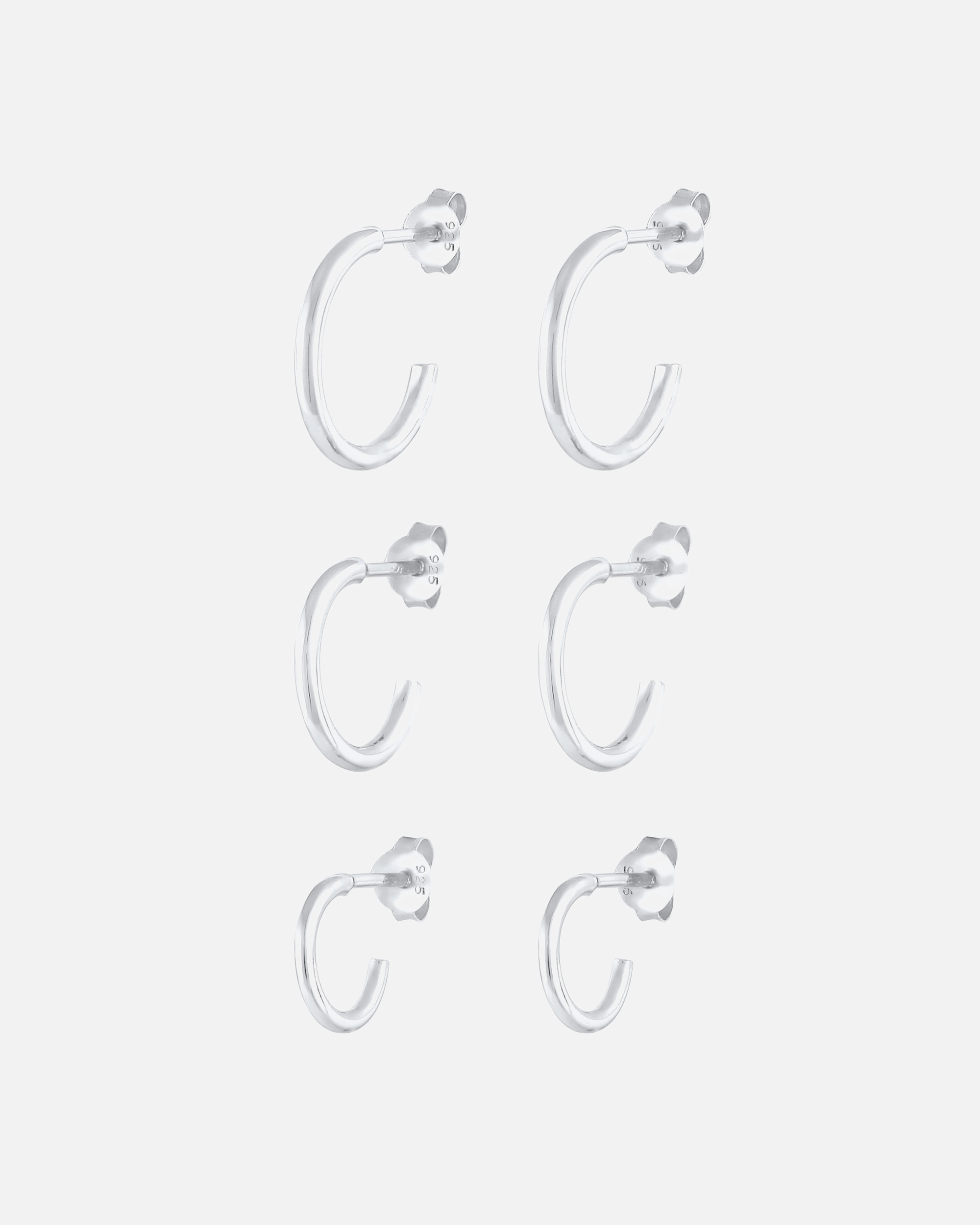Ohrringe für Weiblich Elli 3er Set Creolen Stecker Basic Trend 925 Silber silberfarben