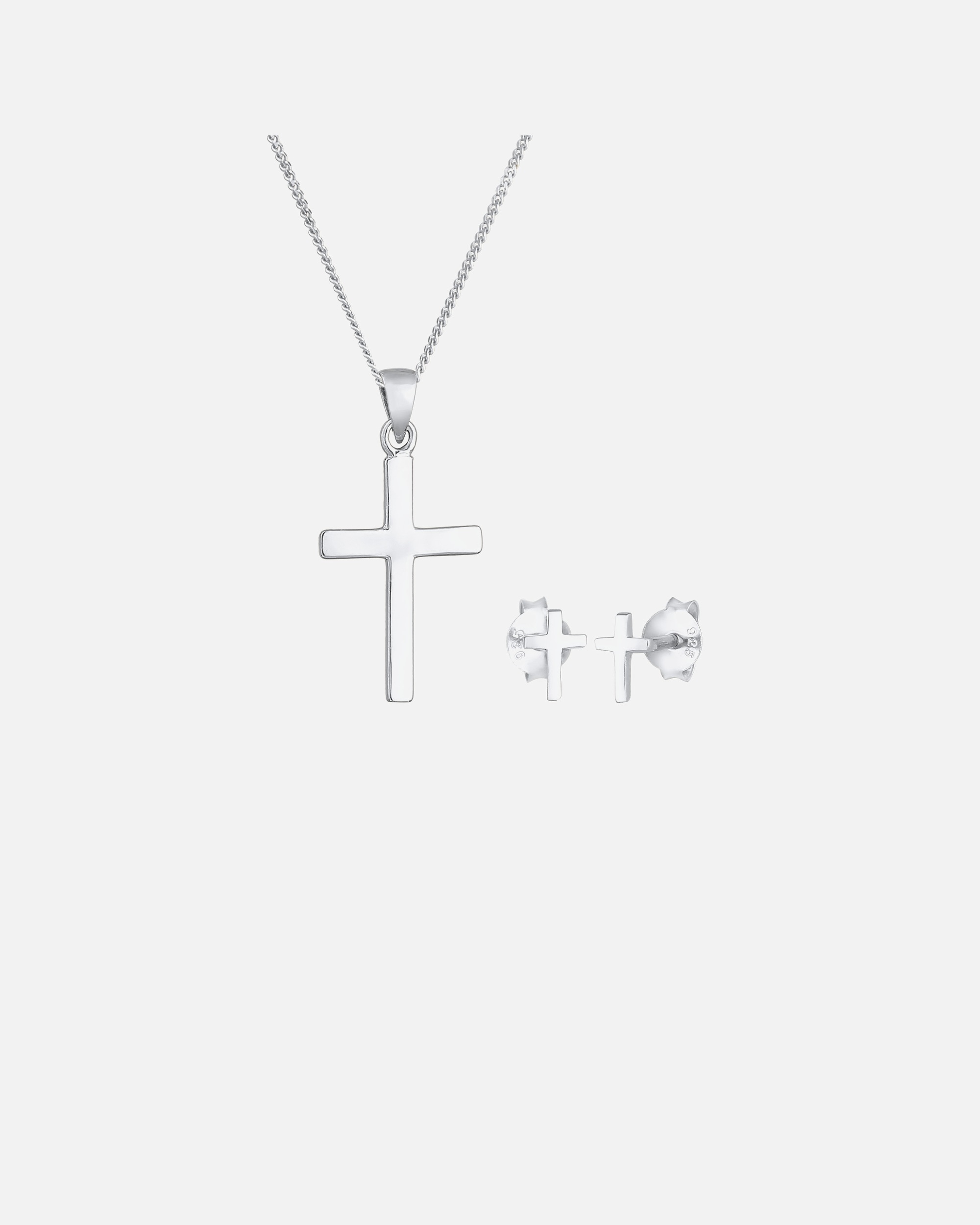 Schmuckset für Weiblich Elli Kreuz Kette Ohrstecker 925 Silber silberfarben