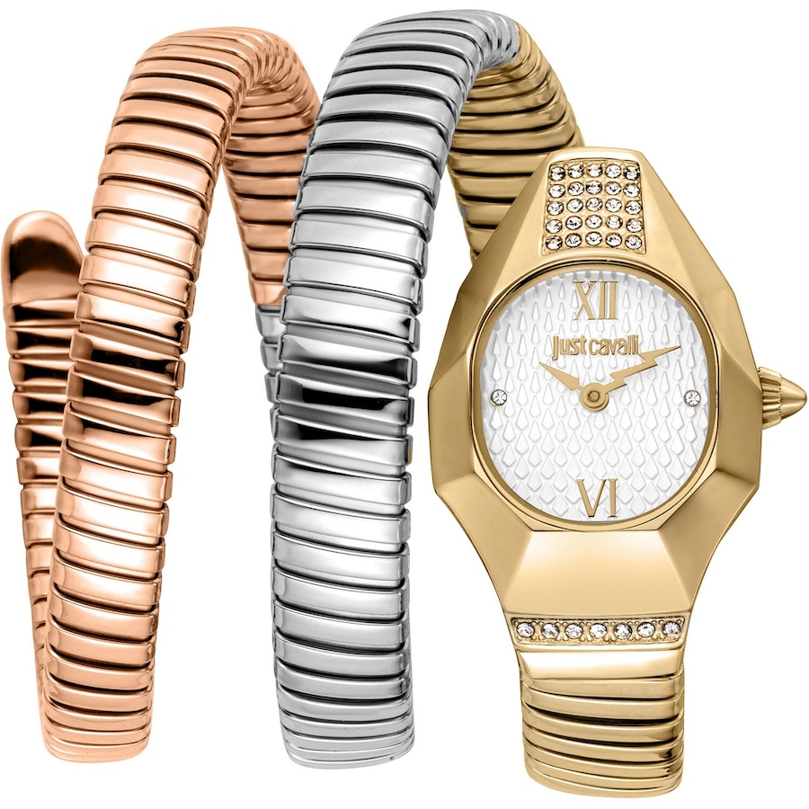 Roberto Cavalli Damenuhr Edelstahl tricolor Damen