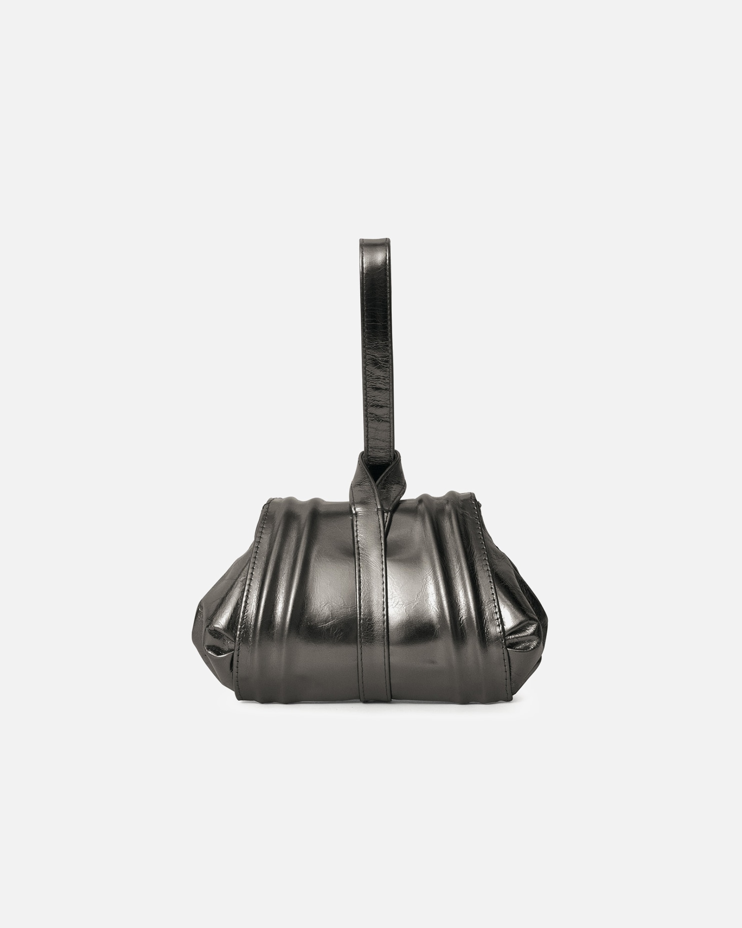 Tasche für Unisex Gretchen Abendtasche aus italienischem Kalbsleder Dark Silver