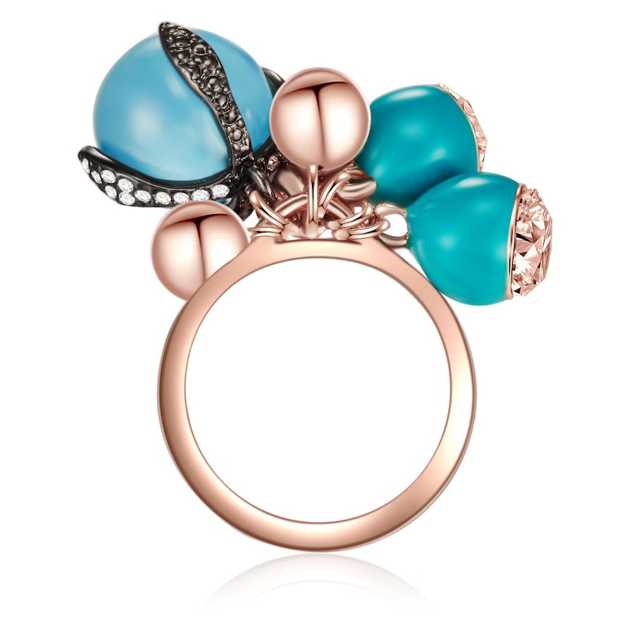 Lulu & Jane Ring Metall-Legierung verziert mit Kristallen von Swarovski in Roségold 54 Damen