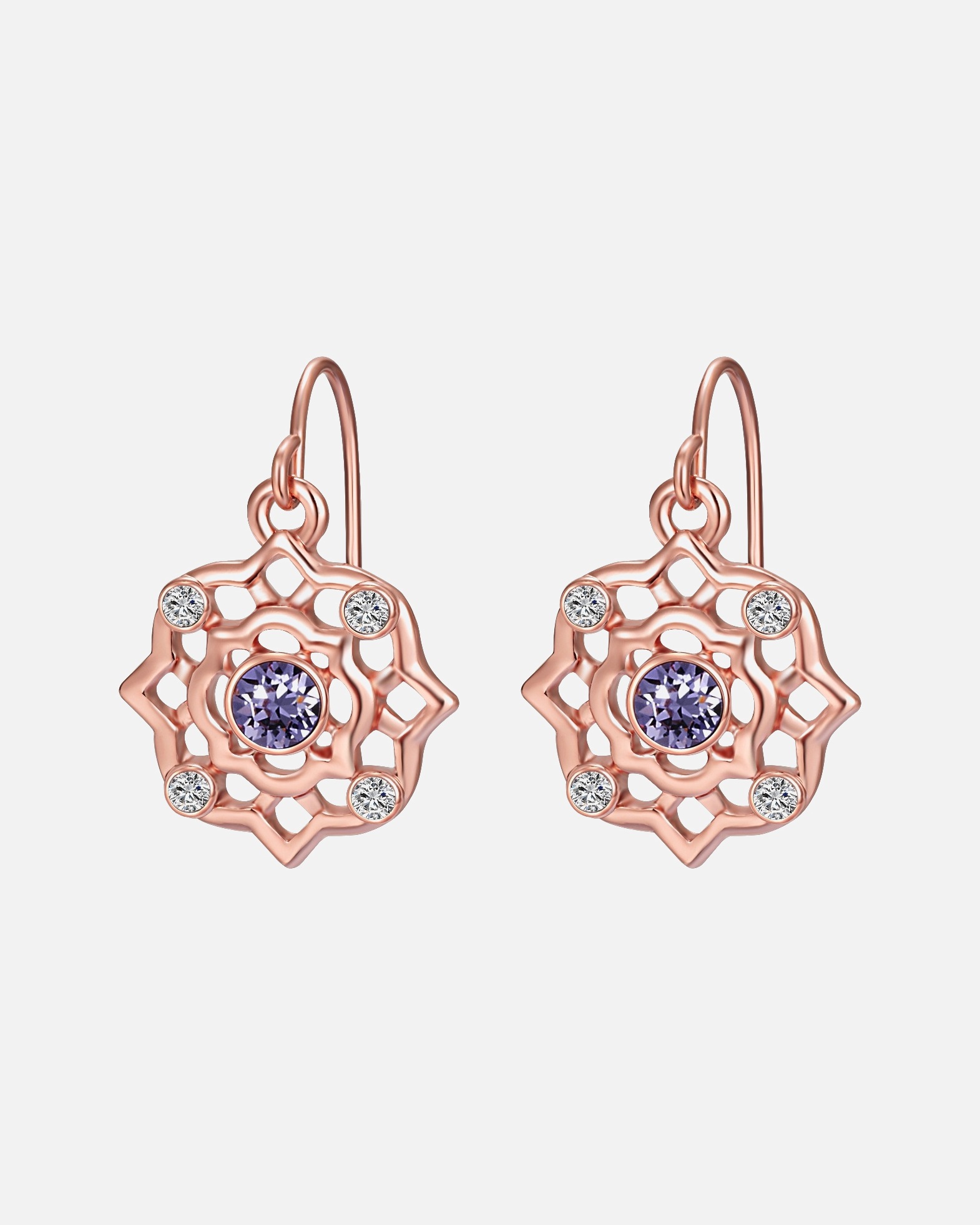 Ohrringe für Weiblich Lulu & Jane Ohrhänger Metall-Legierung verziert mit Kristallen von Swarovski® in Roségold 31,0 mm