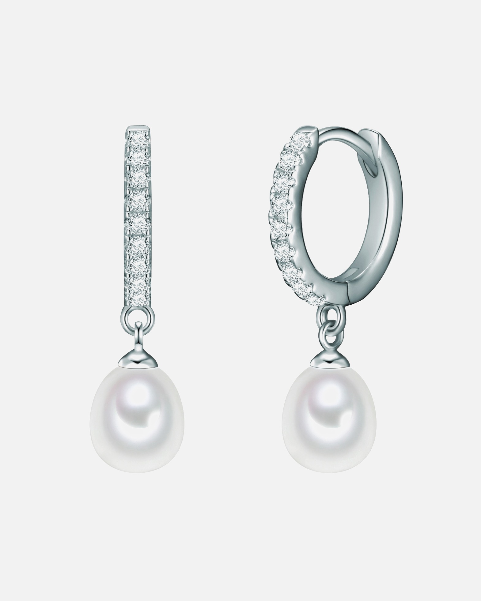 Creolen für Weiblich Valero Pearls Creolen Gelbvergoldet Süßwasser-Zuchtperlen weiß 24,4 mm