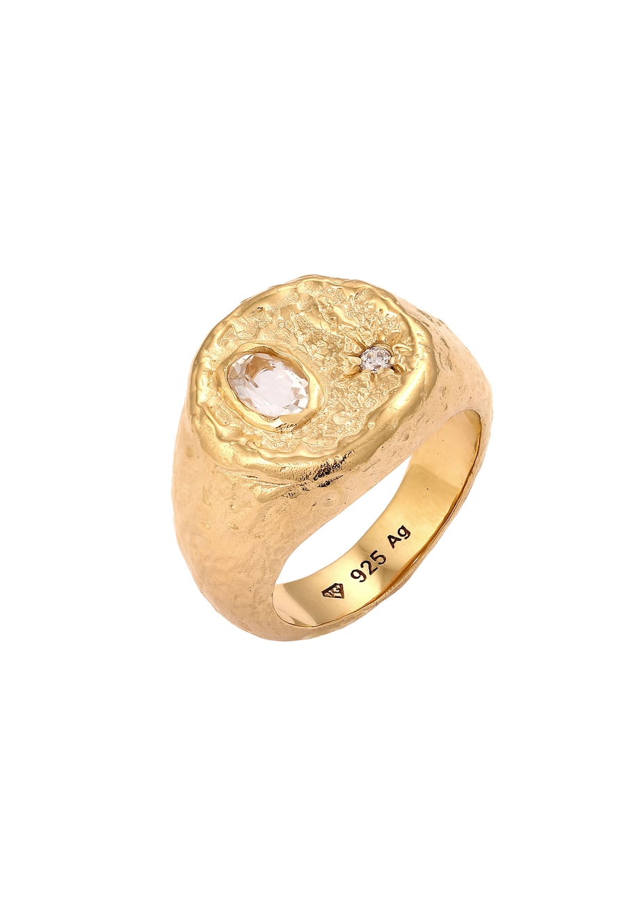 Haze & Glory Siegelring Sonne Topas Weiß 925 Sterling Silber 54 Damen