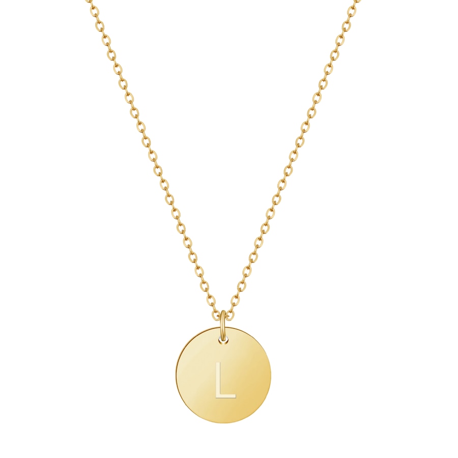 GOOD.designs Namenskette 18 K vergoldet mit Buchstaben-Coin L Onesize Damen