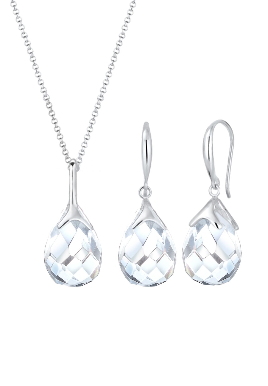 Elli Tropfen Bergkristall Klassik 925 Sterling Silber silberfarben Damen