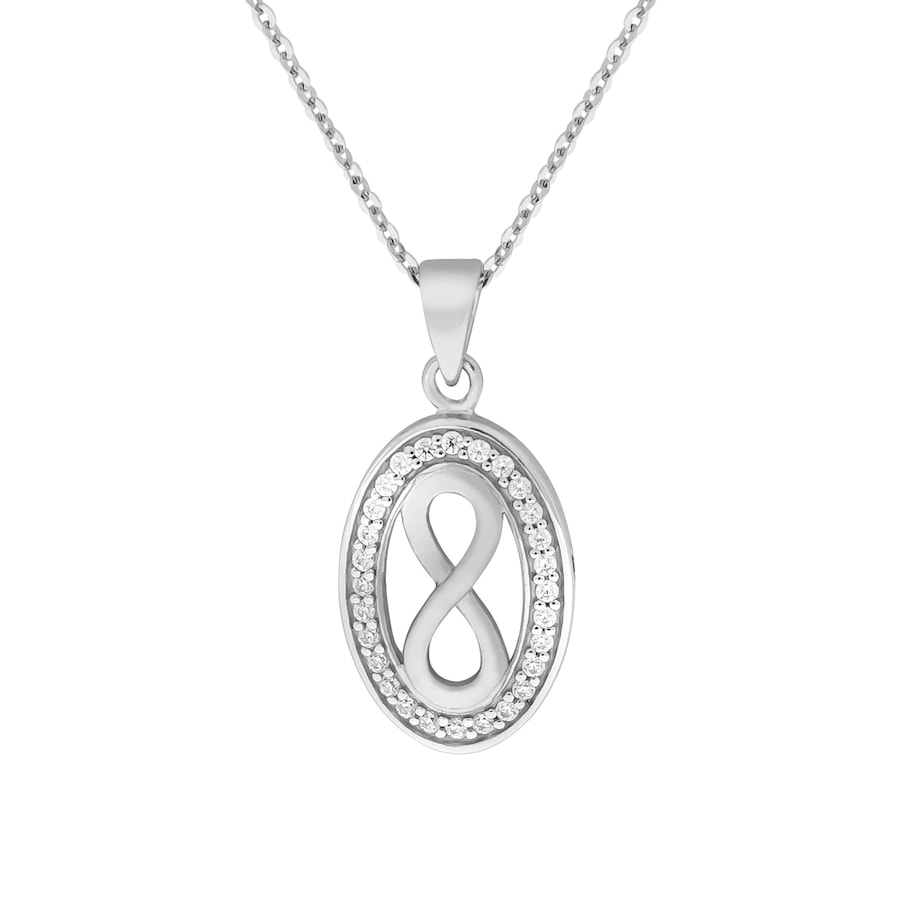 Zeeme Halskette 925/- Sterling Silber Zirkonia weiß 45cm Damen