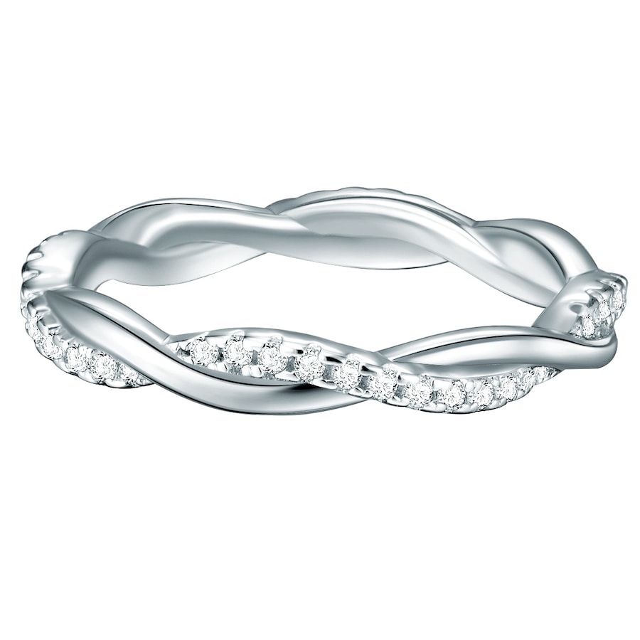 Trilani Ring aus Sterling Silber in silber mit Zirkonia 58 Weiss Damen