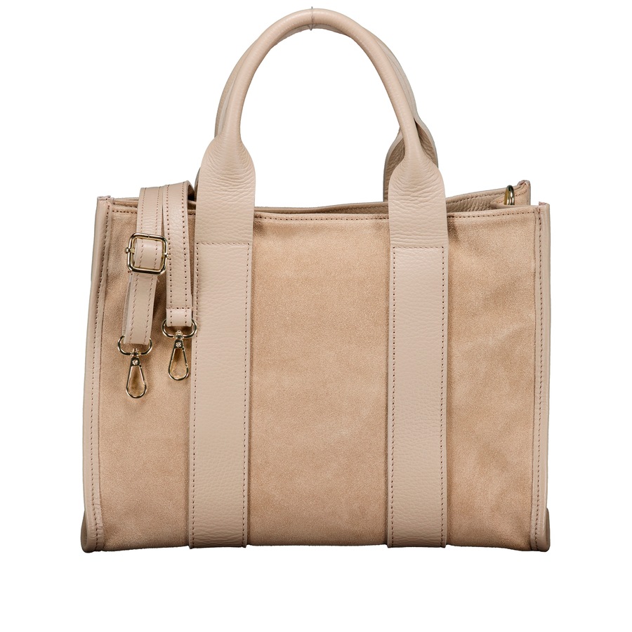 Hausfelder Manufaktur Handtasche Velours Beige Damen