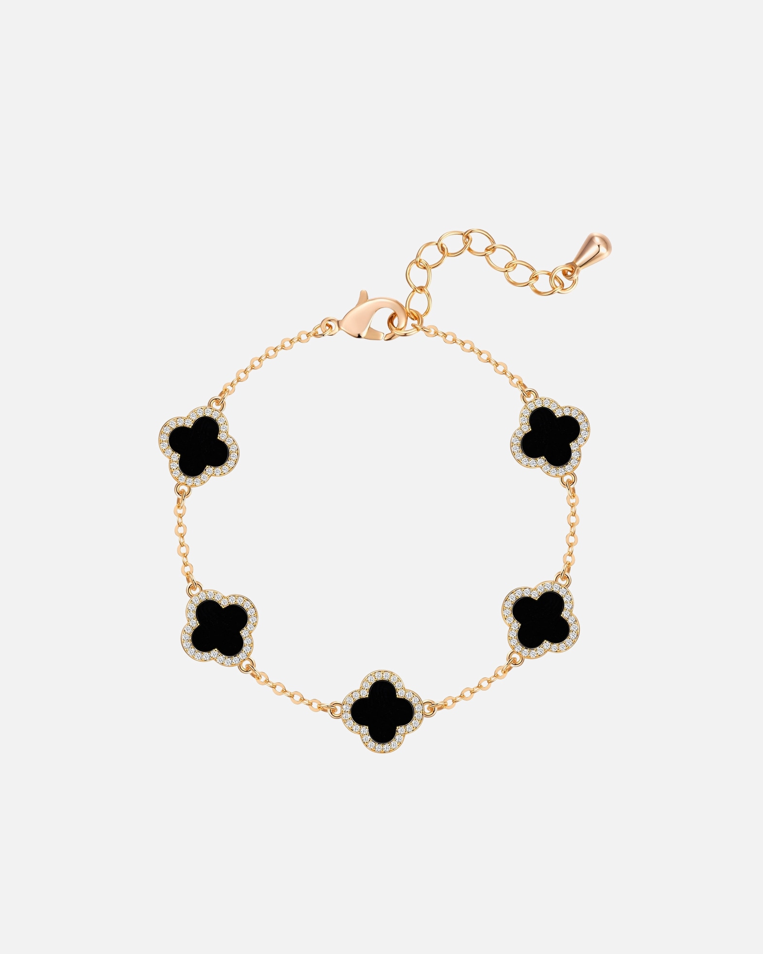 Armband für Weiblich Lulu & Jane Armband Kleeblatt aus Messing mit Zirkonia 16,5 cm Basislänge + 3,0 cm Verlängerung
