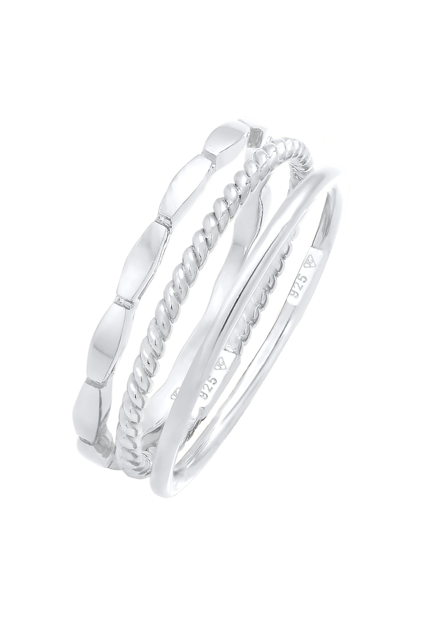 Elli Stapelringe Stacking Bandring 3er Set 925 Silber 56 Damen