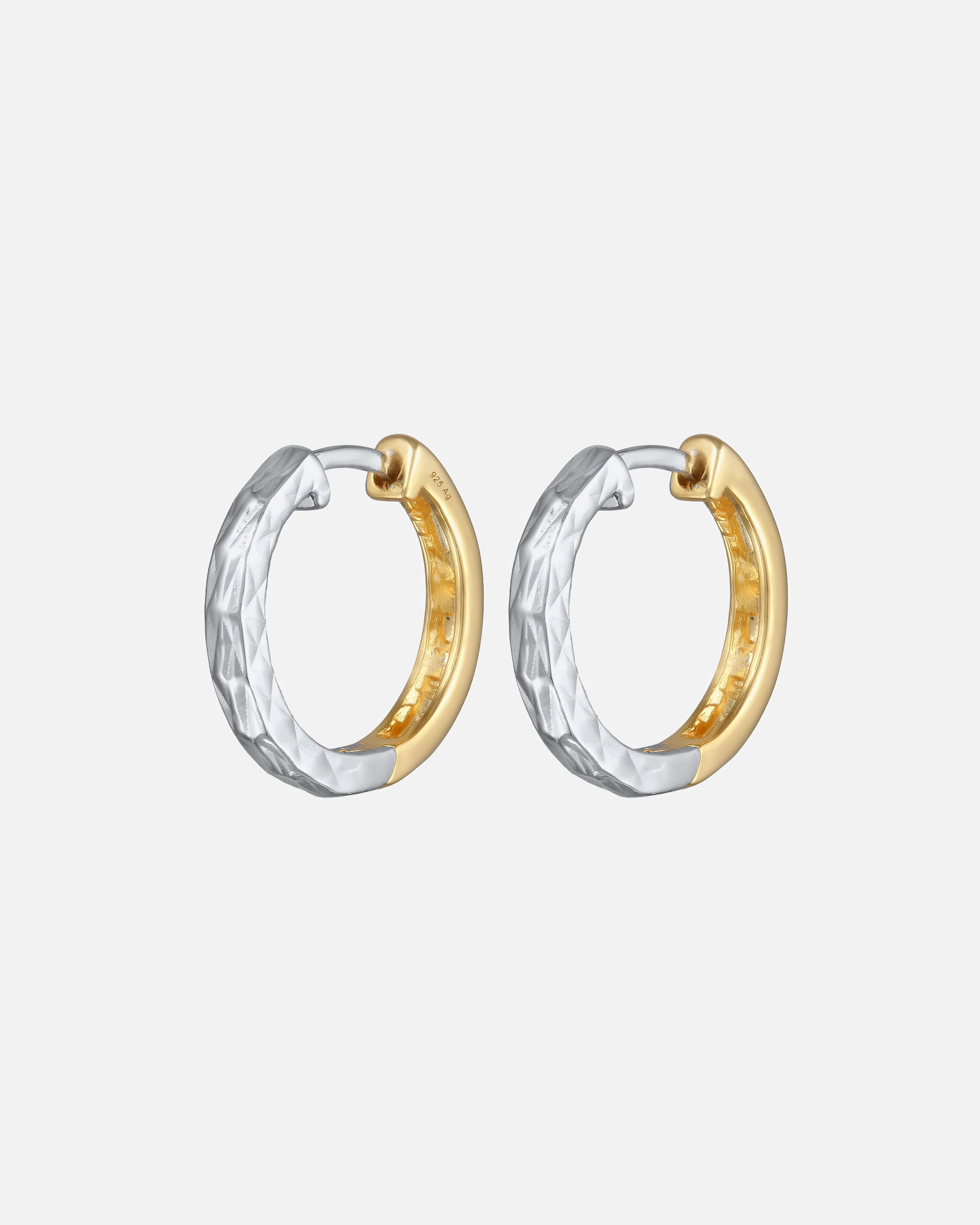 Ohrringe für Weiblich Elli Creolen Struktur Bicolor für Damen 925 Silber OneSize