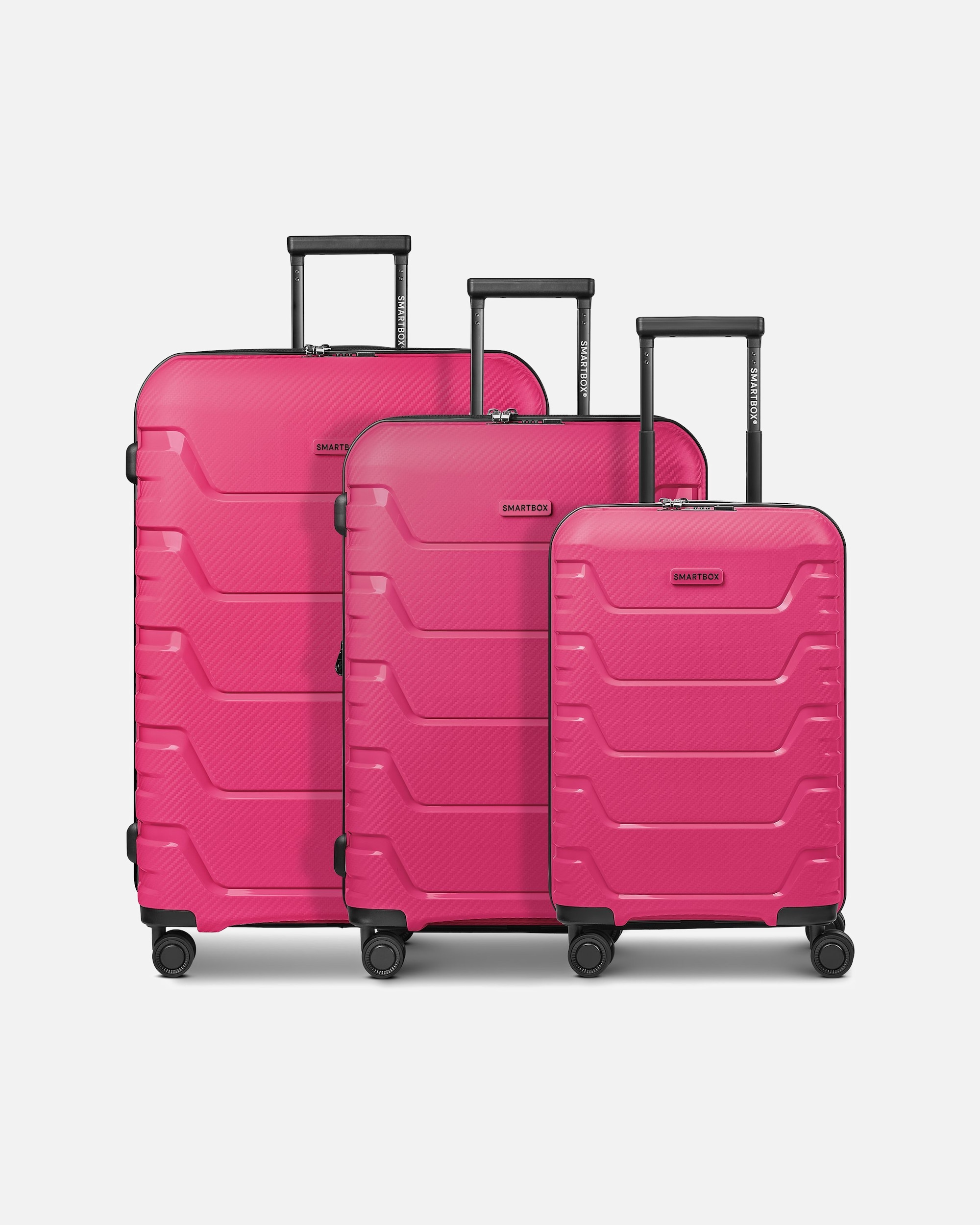 Koffer für Männlich Smartbox Default Brand Line Edition 01 4 Rollen Kofferset 3-teilig mit Dehnfalte pink
