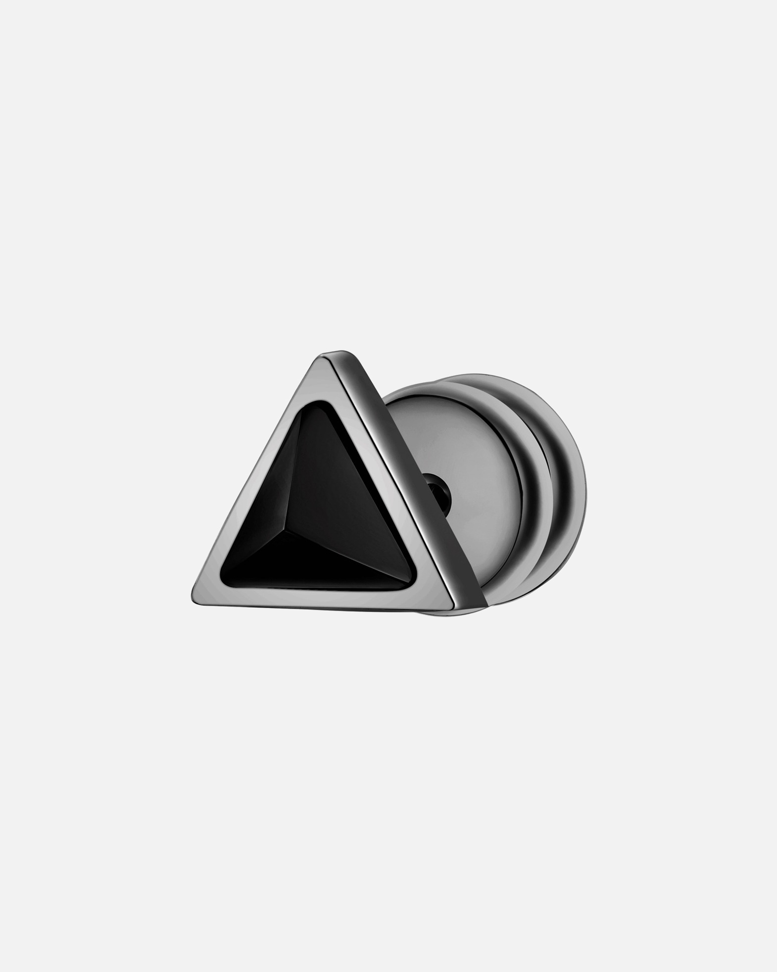 Ohrringe für Männlich True Rebels Ohrstecker Dreieck aus Edelstahl in Gunmetal mit Zirkonia 5,7 mm