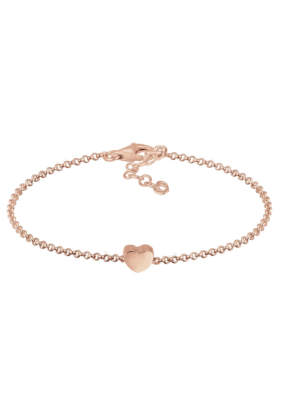 Elli Basic Trend Erbskette Herz Love Liebe 925 Silber Rosa Damen