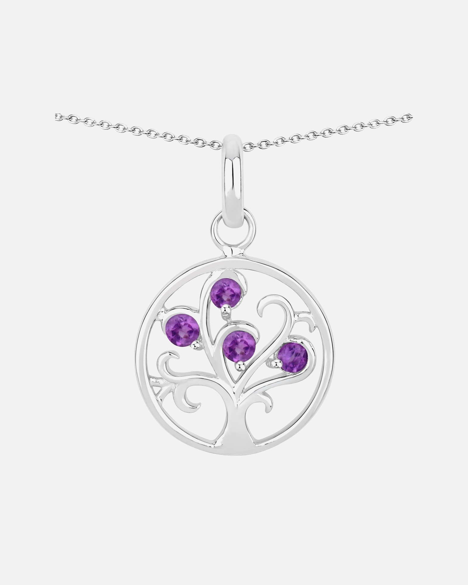 Halskette für Weiblich Rafaela Donata Kette Tree of Life Sterling Silber Granat in Silber Amethyst