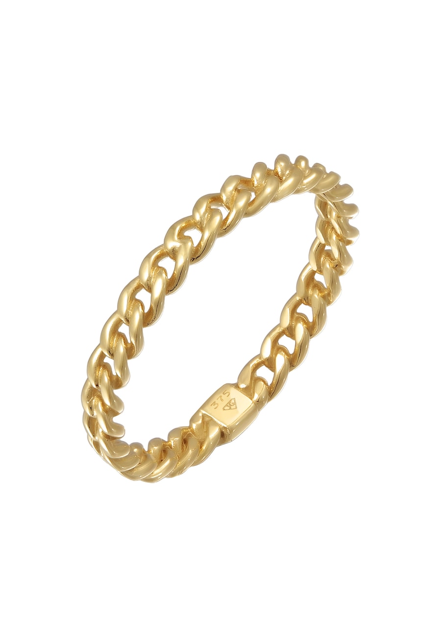 Elli PREMIUM Gliederring Bandring Panzerkette 375er Gelbgold 58 Damen