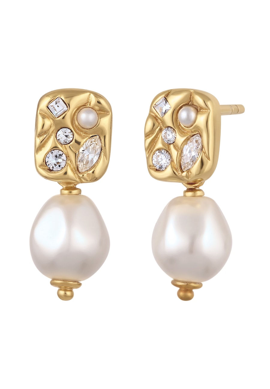 Elli Ohrstecker Hänger mit Perlen von Swarovski 925 Sterling Silber goldfarben Damen