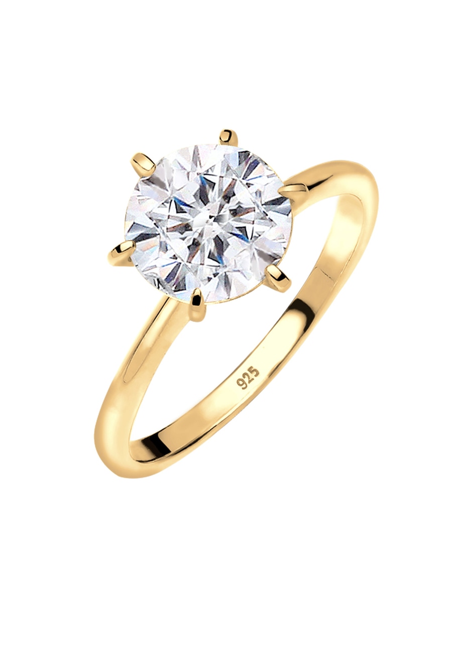 Elli Verlobungsring Weiß 925 Silber, mit Kristallen von Swarovski 58 mm Damen