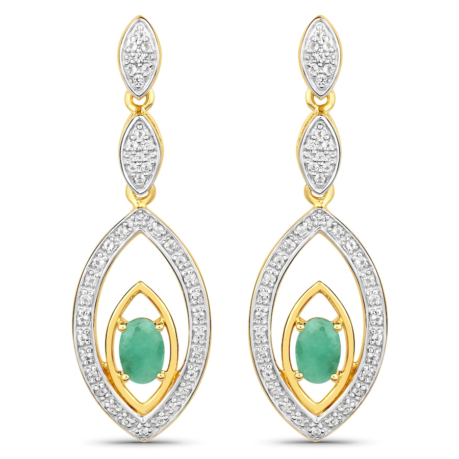 Vira Jewels Ohrringe 925/- Sterling Silber Smaragd grün 1,28 ct. gelb vergoldet Damen