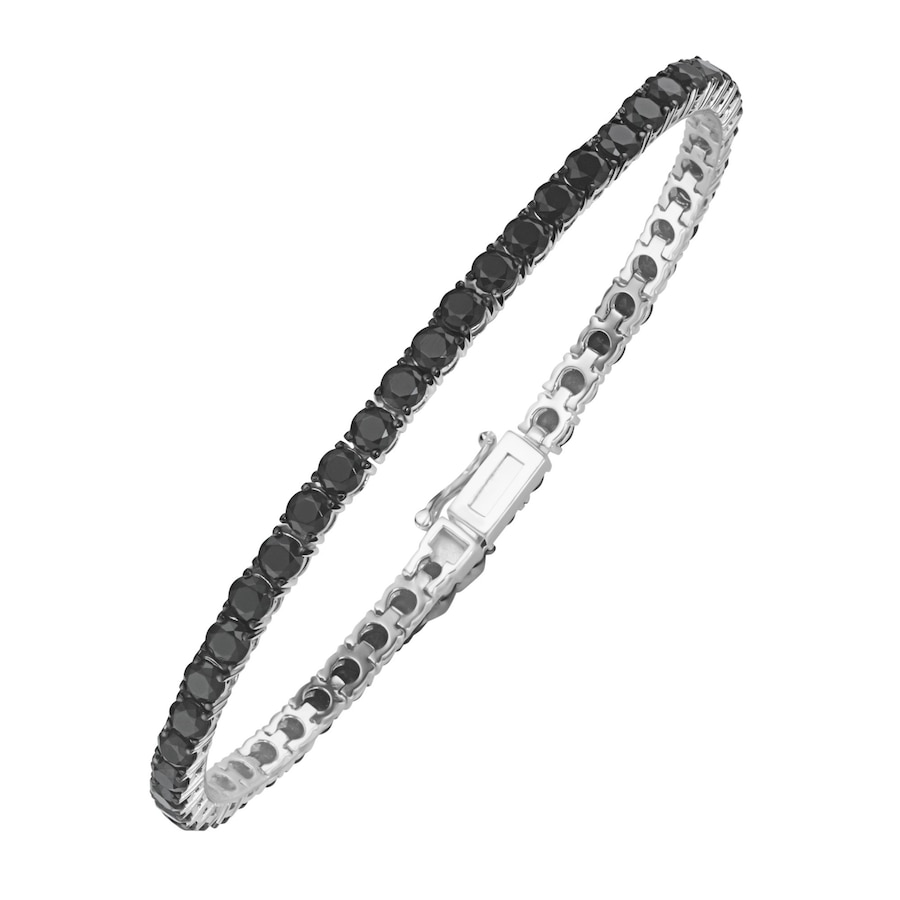 Giorgio Martello Milano Armband mit schwarzen Zirkonia, Silber 925 18,5 cm Schwarz