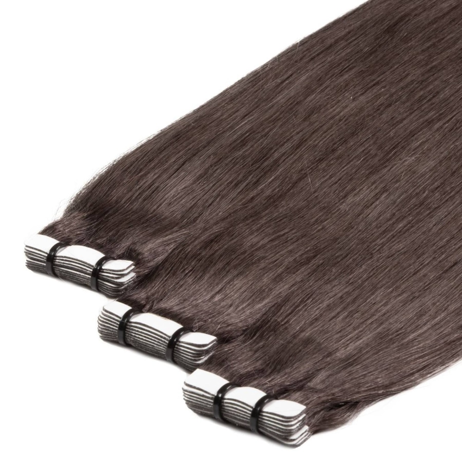 hair2heart Tape Extensions Premium Echthaar #6/0 dunkelblond 60cm Schwarz Damen