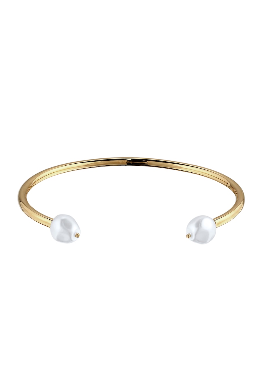 Elli PREMIUM Armreif mit Perlen von Swarovski 925 Sterling Silber goldfarben Damen