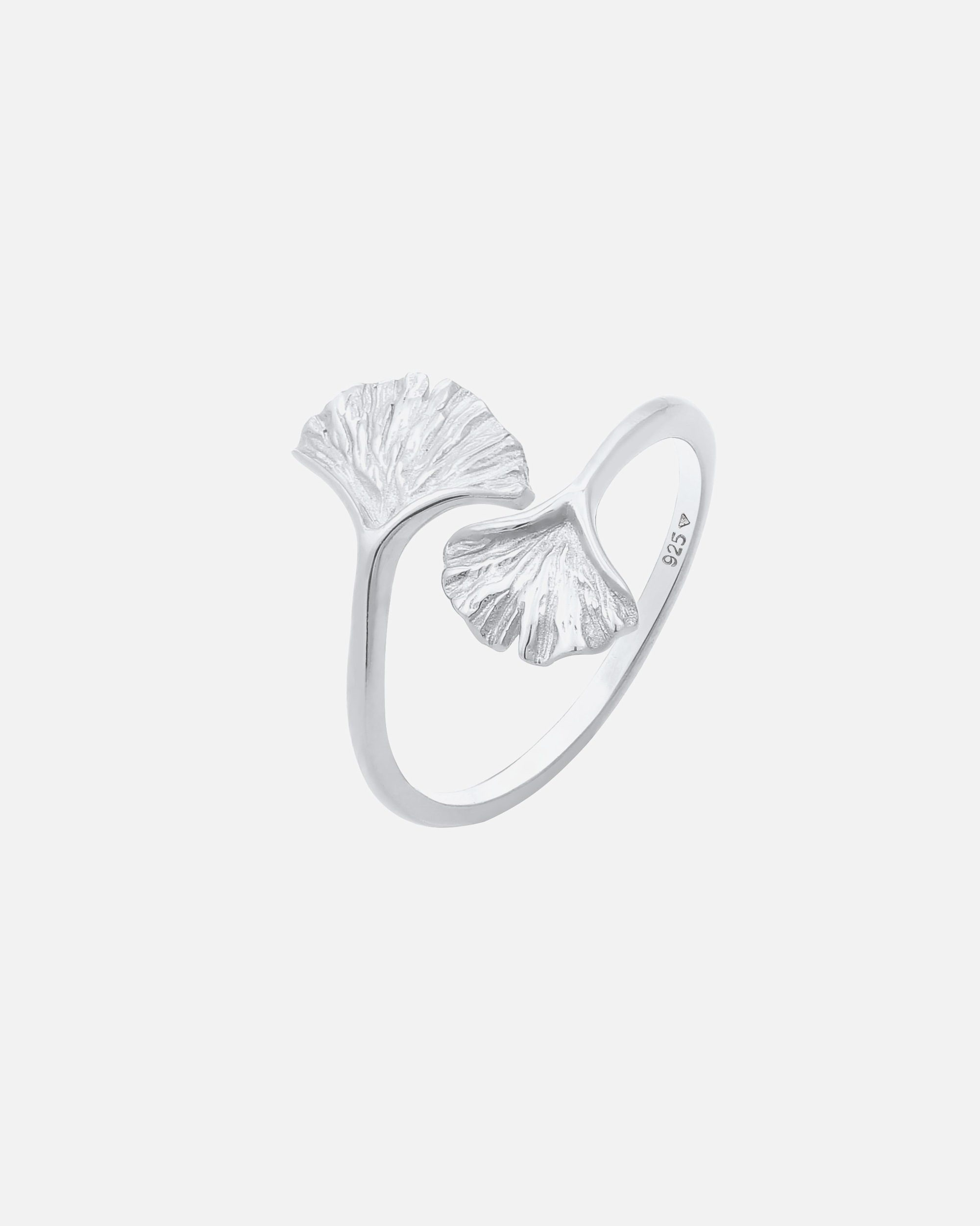 Ring für Weiblich Elli Elli Ring Offen Verstellbar Ginkgo Blatt Natur 925 Silber Silber