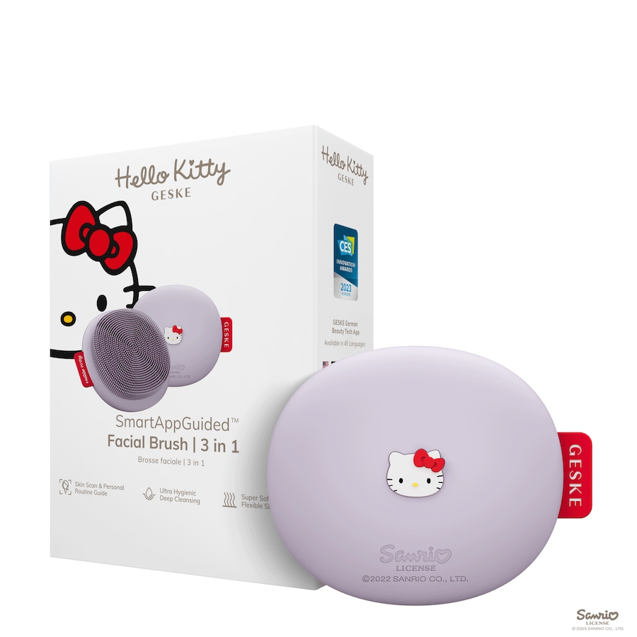 GESKE SmartAppGuided Facial Brush | 3 in 1 Hello Kitty Purple
