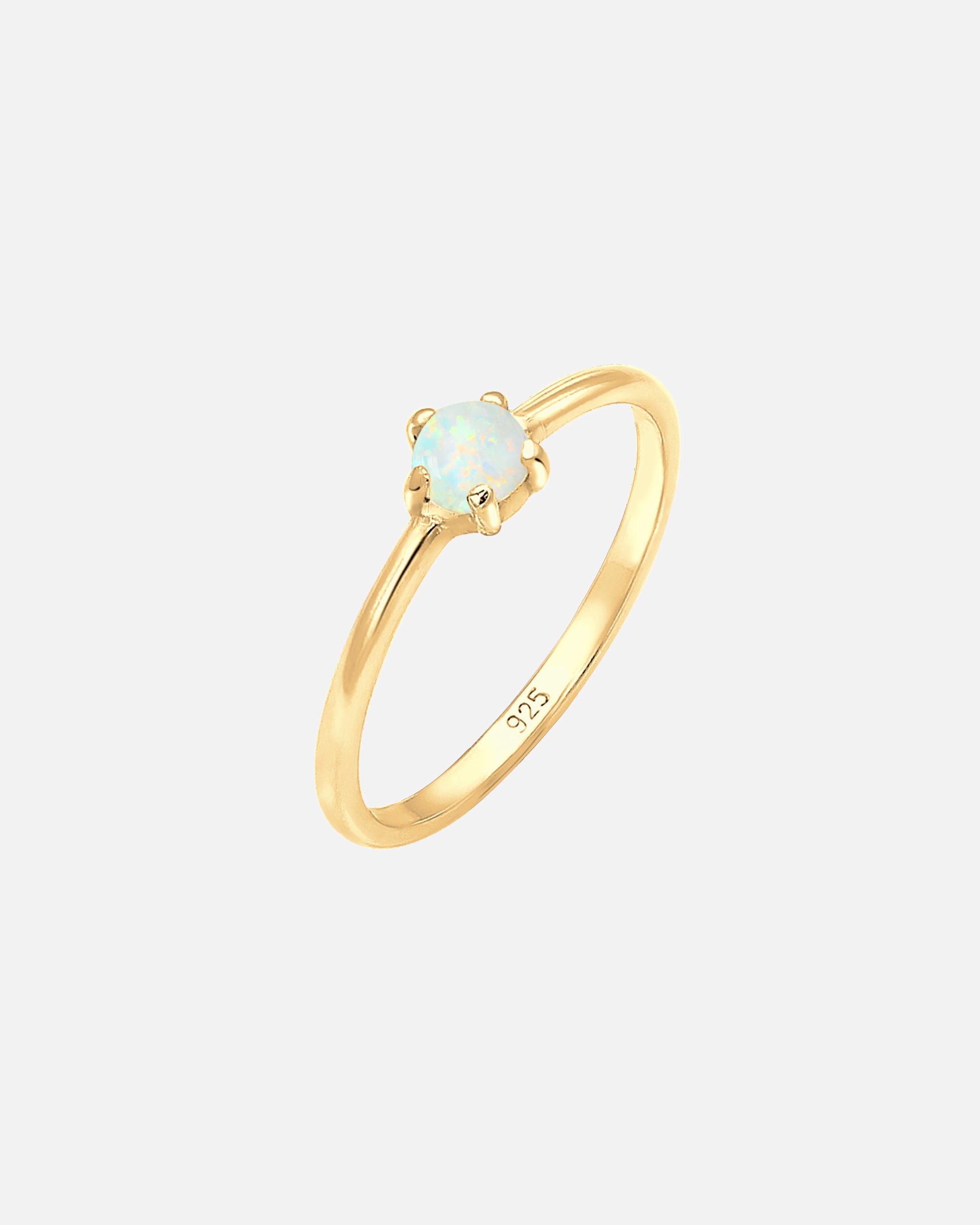 Ring für Weiblich Elli Basic Trend Bandring Synthetischer Opal 925 Silber 52