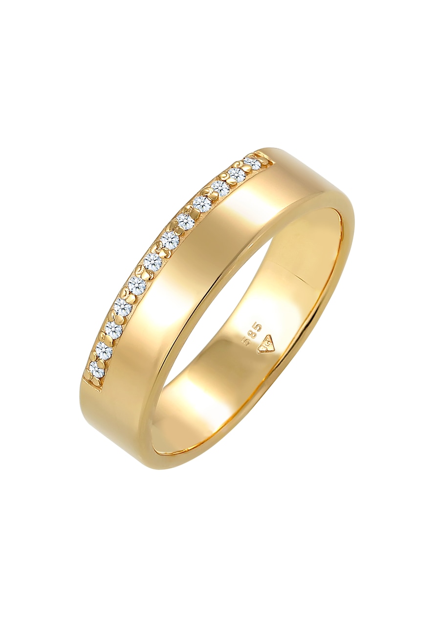 Elli DIAMONDS Verlobung Diamant (0.12 ct) Luxuriös 585 Gelbgold 52 Damen