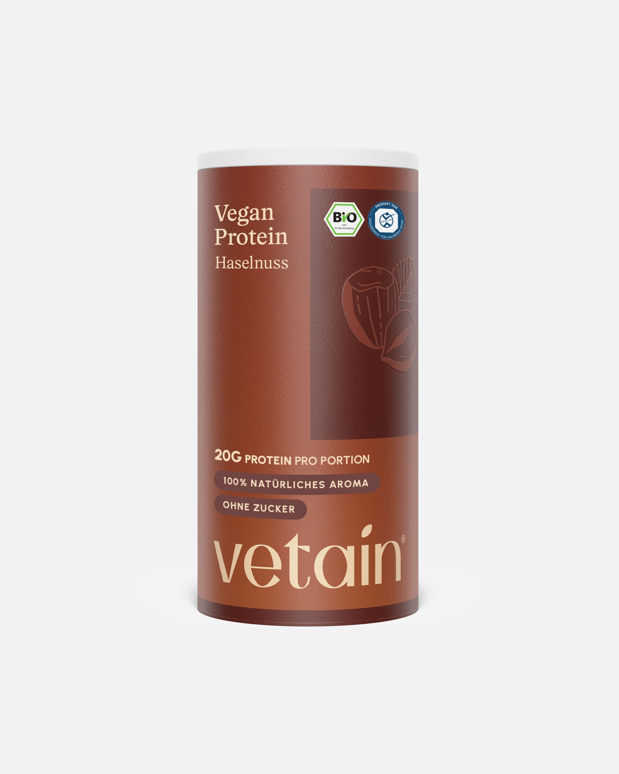 Protein & Shakes für Unisex Vetain Default Brand Line Bio Vegan Protein Pulver - Aus 4 pflanzliche Proteinquellen Haselnuss