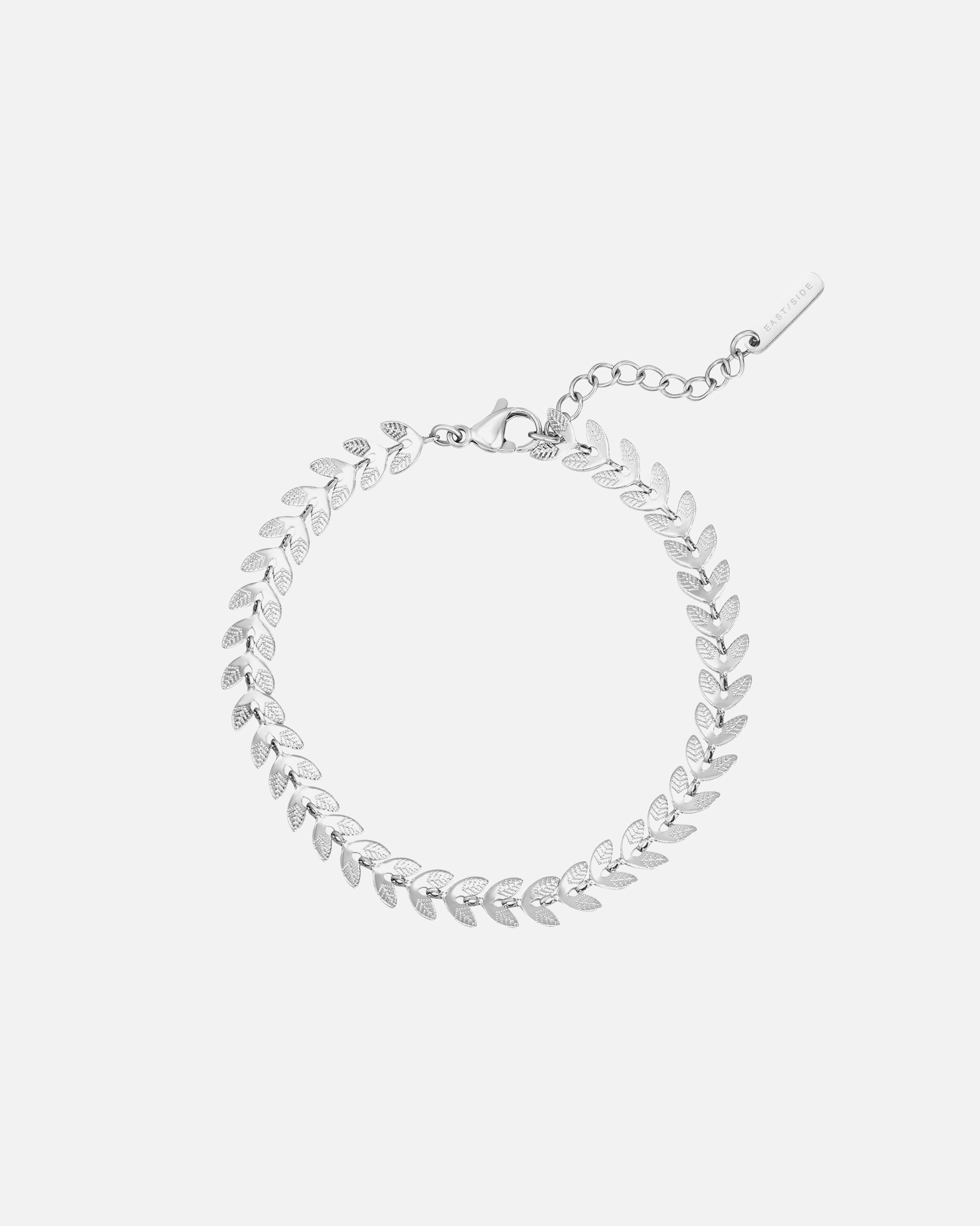 Armband für Weiblich Eastside Armband Blatt aus Edelstahl in Silber mit 17,0 cm Basislänge + 3,0 cm Verlängerung