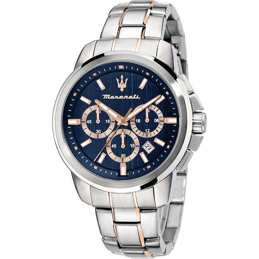 Maserati Chronograph Edelstahl bicolor, blau, roségold Herren