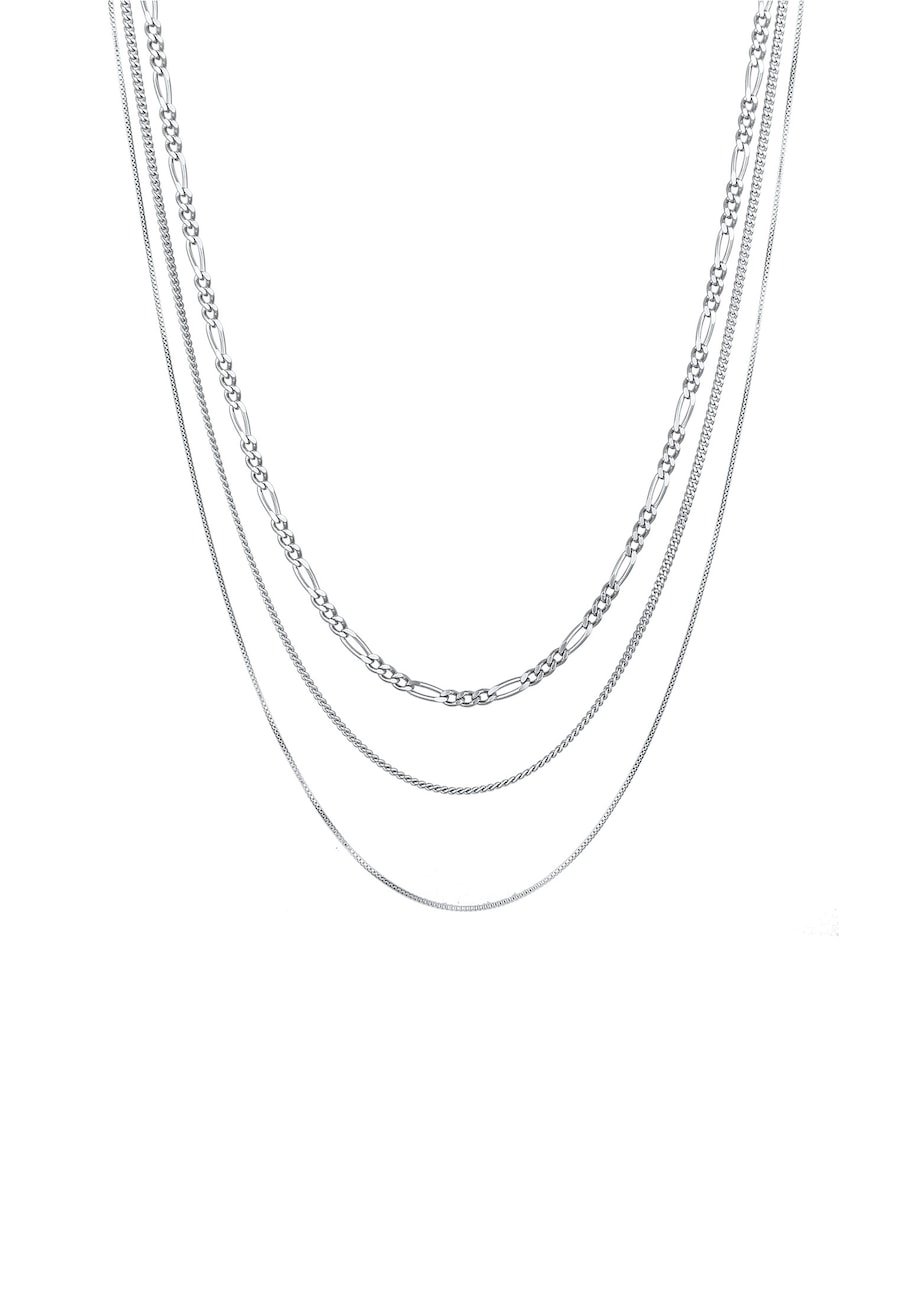 KUZZOI Basic Gliederketten 3er Set 925 Sterling Silber silberfarben Herren