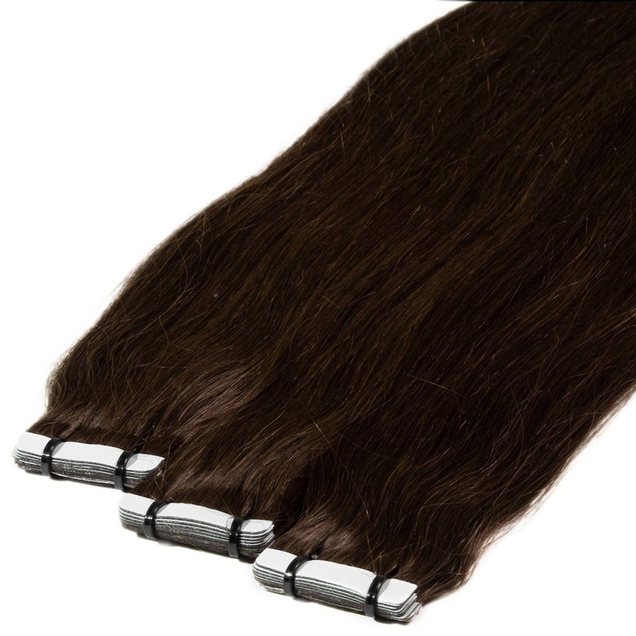 hair2heart Tape Extensions Premium Echthaar #6/3 dunkelblond gold 60cm Schwarz Damen
