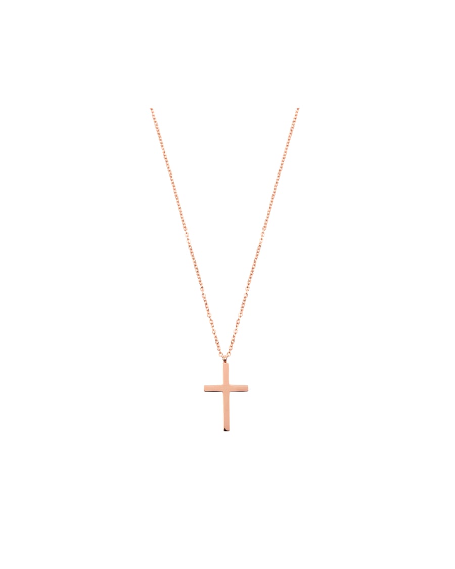 Hey Happiness Kette mit Kreuz-Anhänger Edelstahl Rosegold Damen
