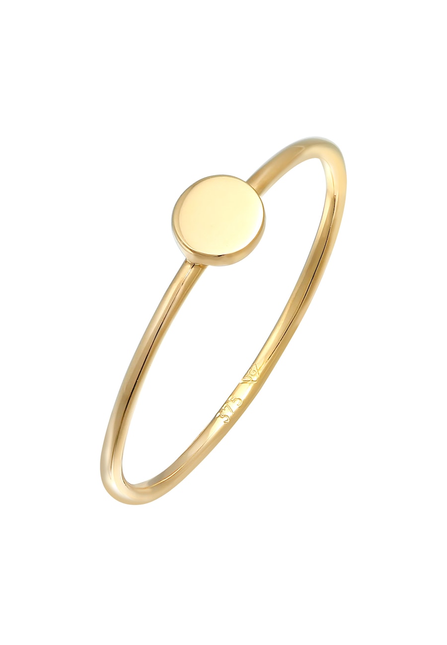 Elli PREMIUM Plättchen Runde Form Statement 375 Gelbgold 58 Damen