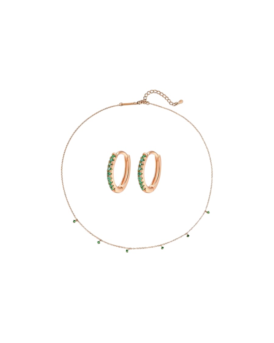 Hey Happiness 925 Silber Schmuckset Kette & Ohrringe Rosegold Nude Damen