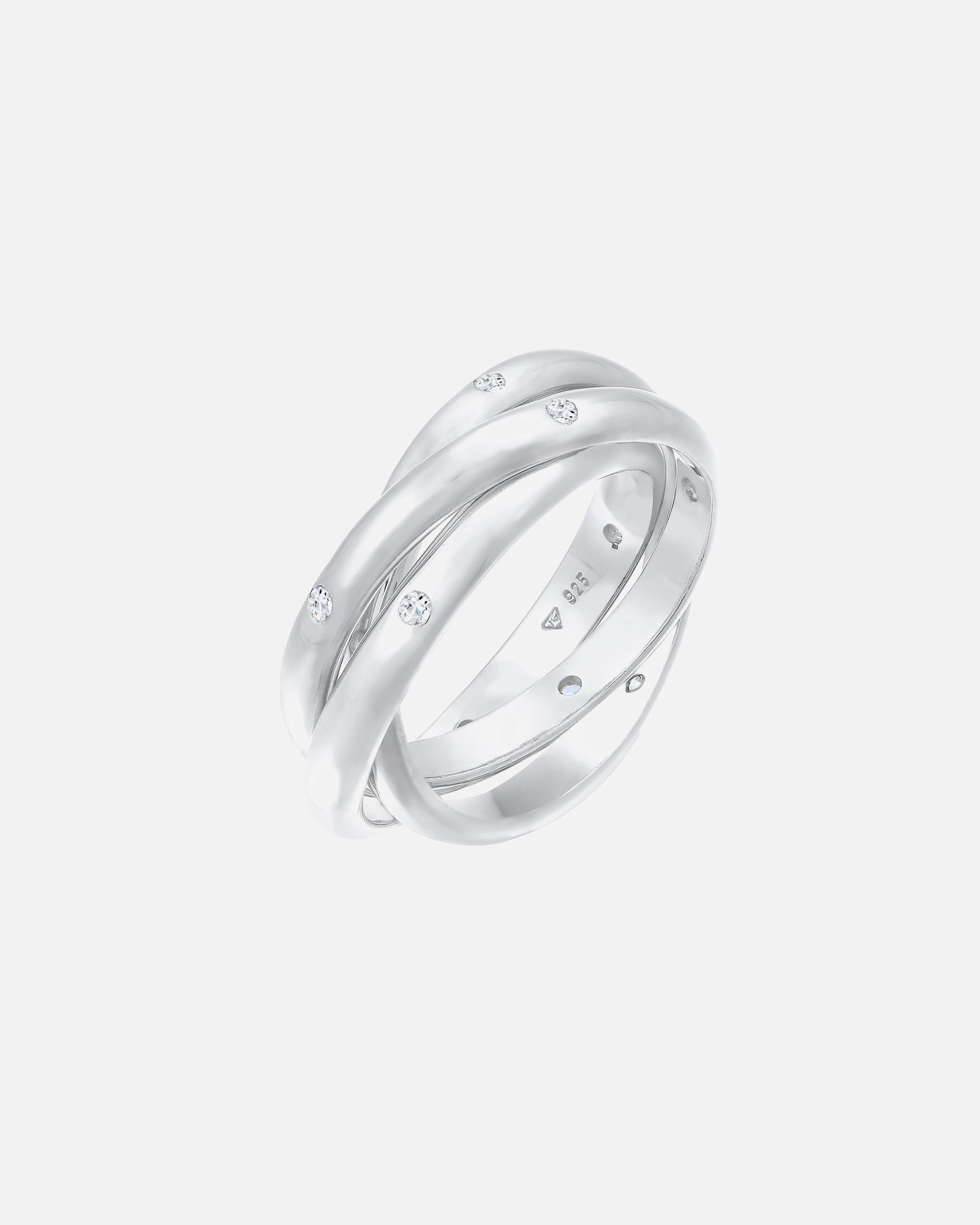 Ring für Weiblich Elli PREMIUM Wickelring Trio Basic Zirkonia 925 Silber 56