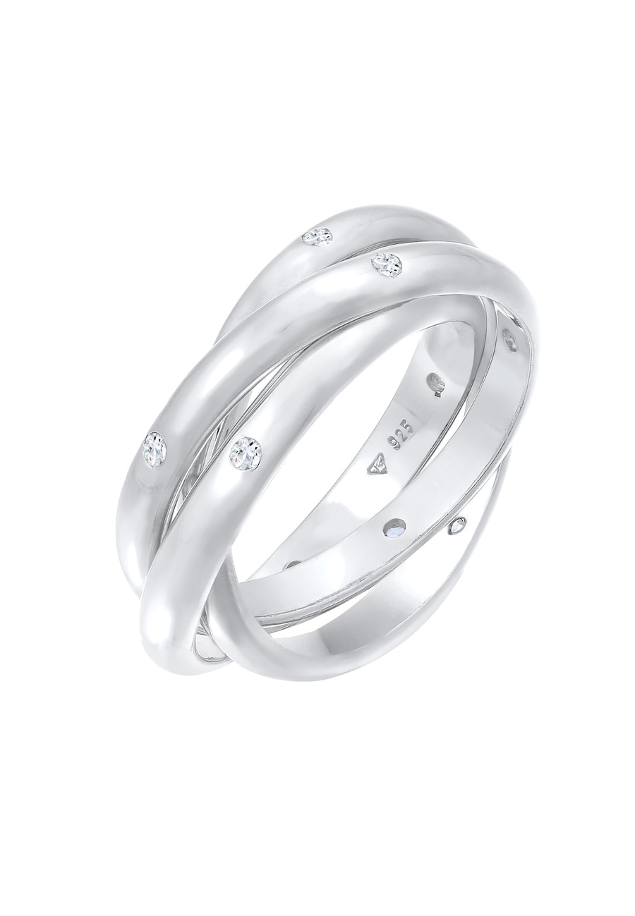 Elli PREMIUM Wickelring Trio Basic Zirkonia 925 Silber 56 Damen