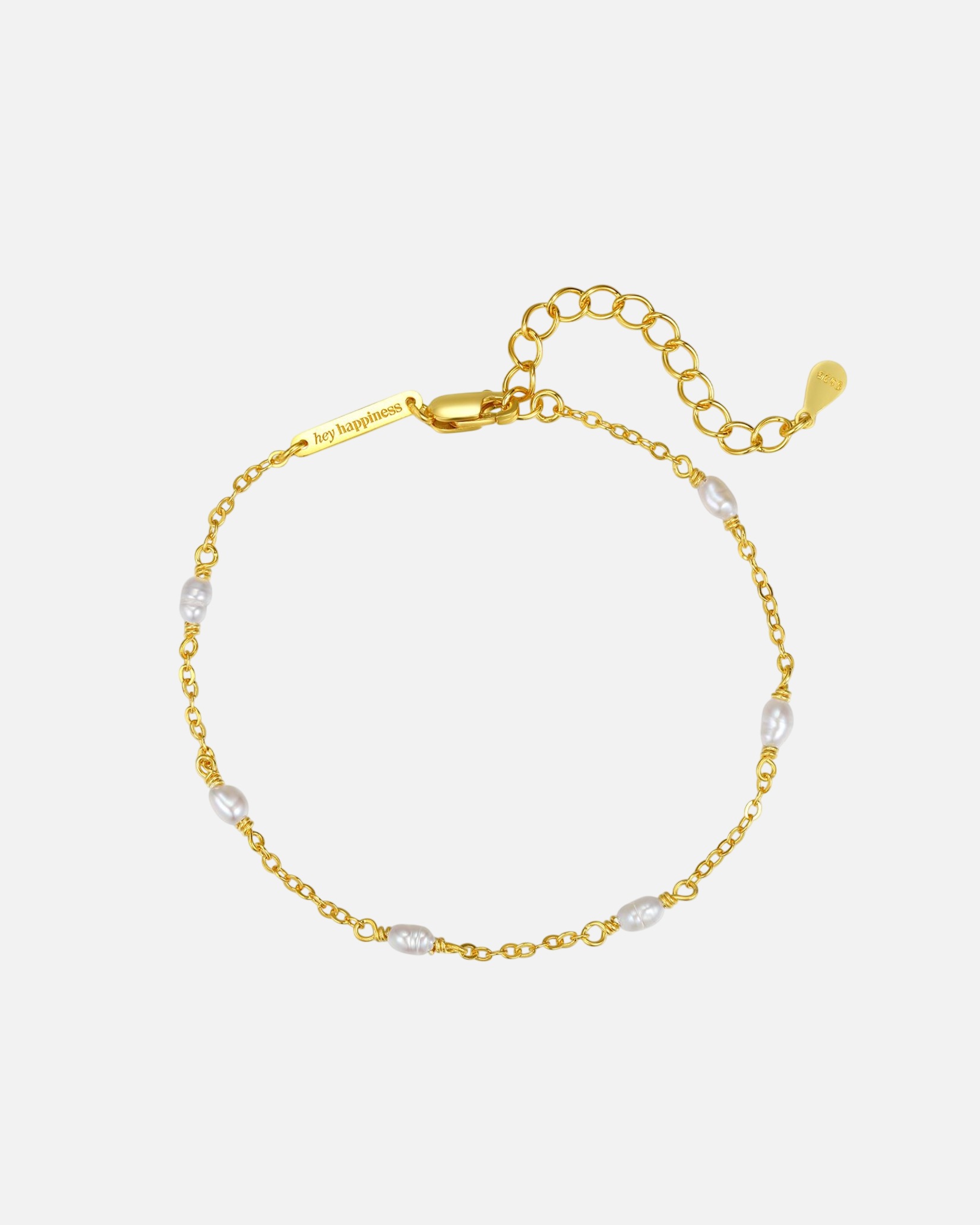Armband für Weiblich Hey Happiness Default Brand Line Filigranes Perlenarmband mit Süßwasserperlen, 925 Silber Gold